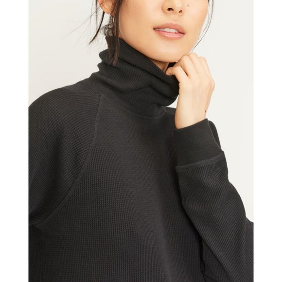 Everlane The Organic Cotton Turtleneck Waffle Tee in Black Small New Womens Top - Picture 3 of 10